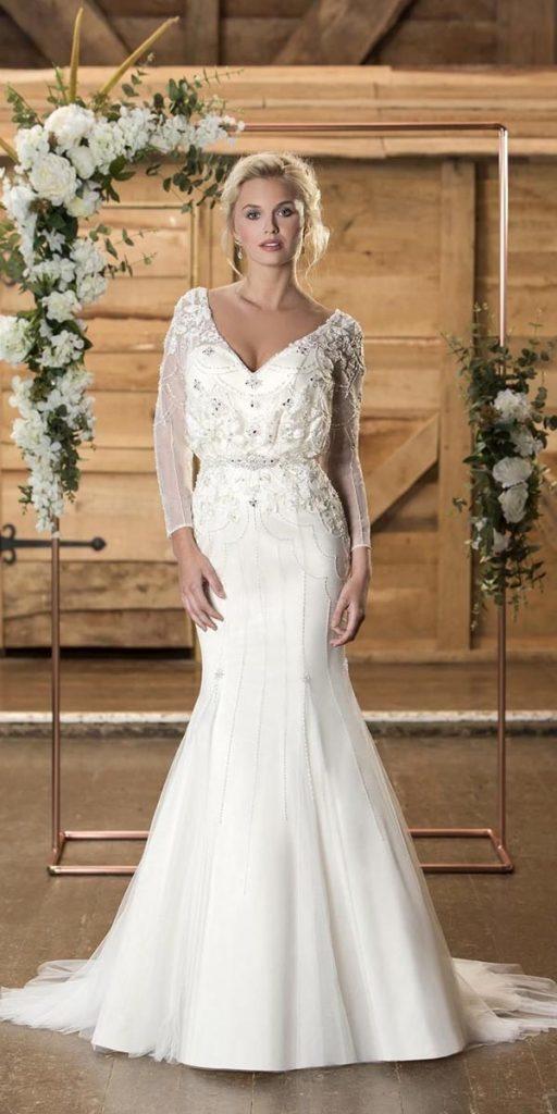 vintage wedding dresses with sleeves fit and flare with long sleeves truebride