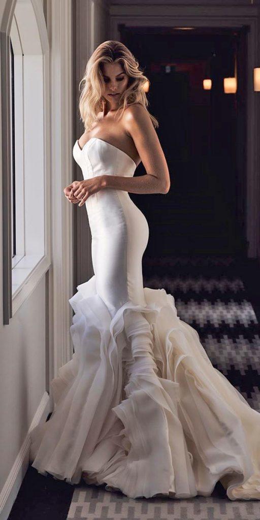 destination wedding dresses simple strapless neckline mermaid leah da gloria