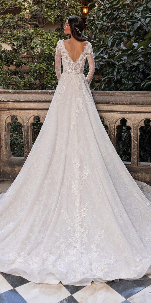 long sleeve wedding dresses a line v back with long sleeves lace pronovias