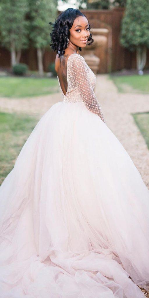 long sleeve wedding dresses ball gown v back with train maggiesotterodesigns