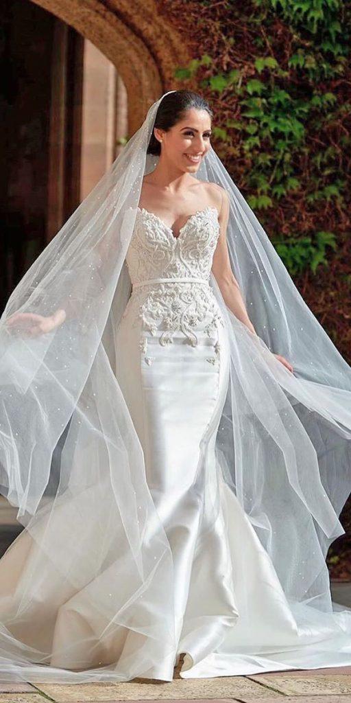 mermaid wedding dresses sweetheart neckline strapless lace silk steven khalil