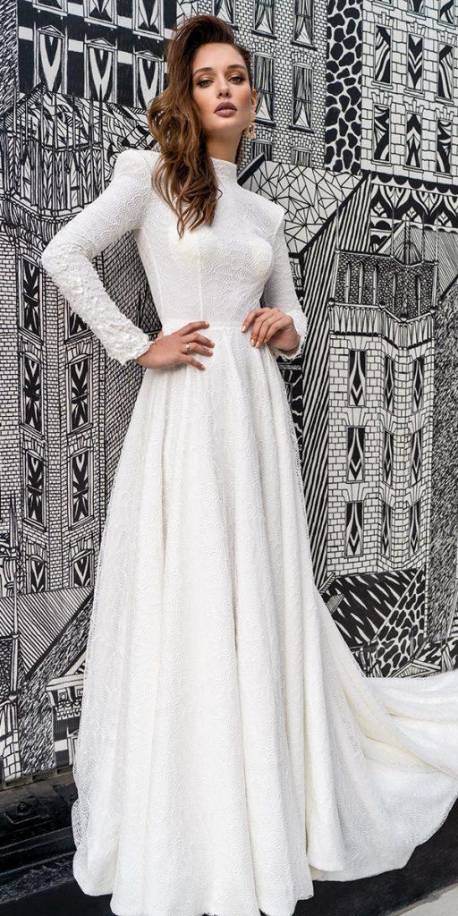 modest wedding dresses a line with long sleeves simple ellybride