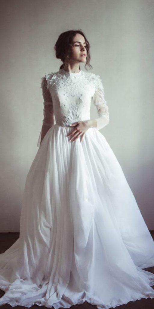 modest wedding dresses ball gown with sleeves simple cathytelle