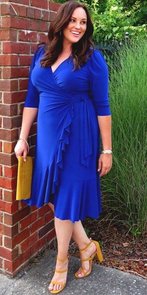 plus size mother of the bride dresses navy with sleeves v neckline knee length kiyonnacurves