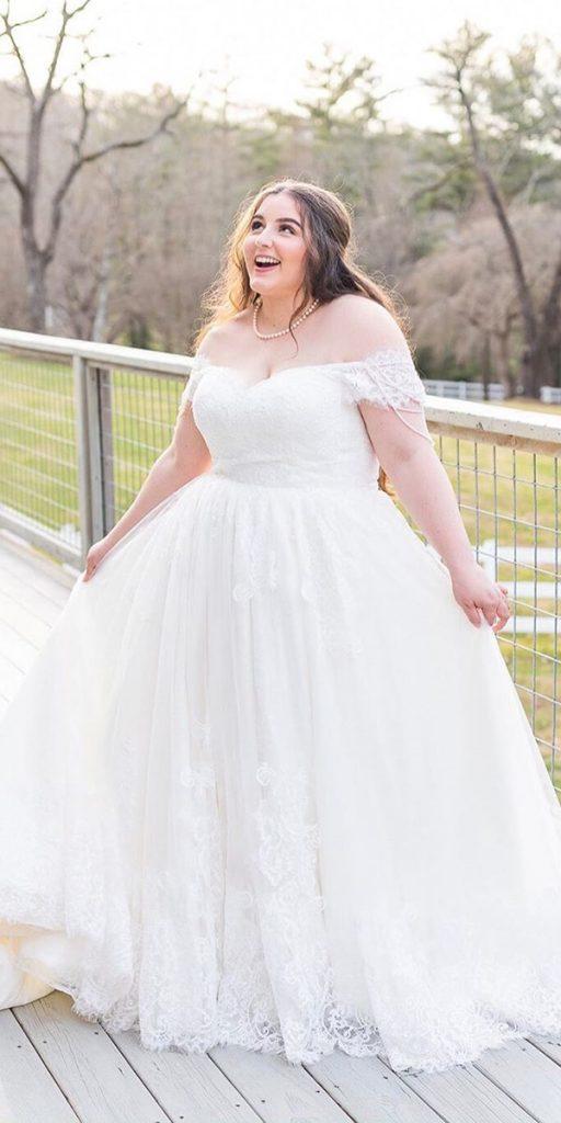 plus size wedding dresses a line off the shoulder sweetheart neckline cocomelody
