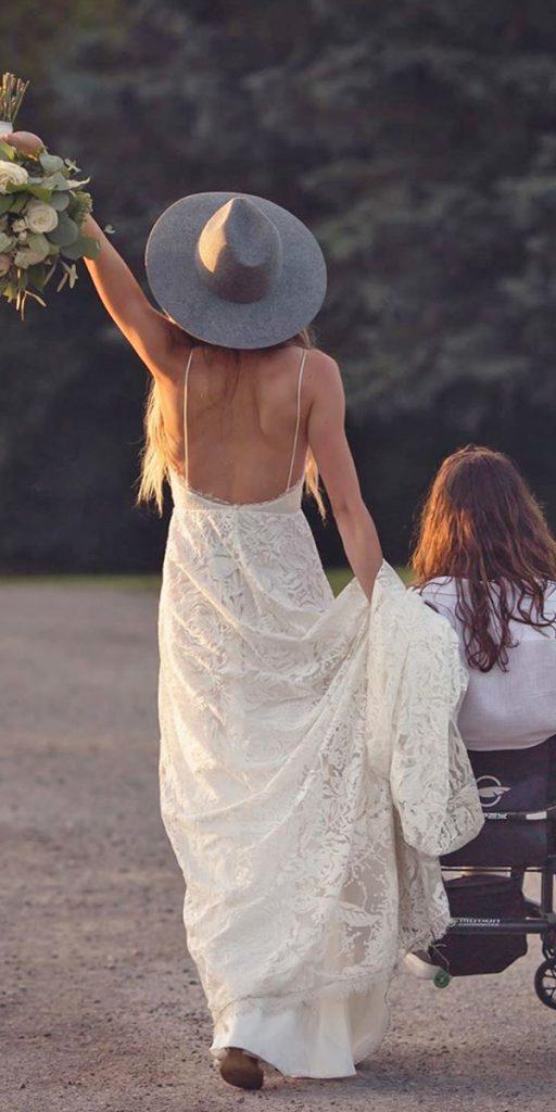 rustic lace wedding dresses a line with spaghetti straps backless bohemian grace loves lace