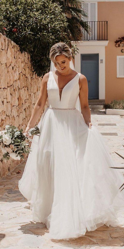 simple wedding dresses a line plunging neckline sleveless stella york