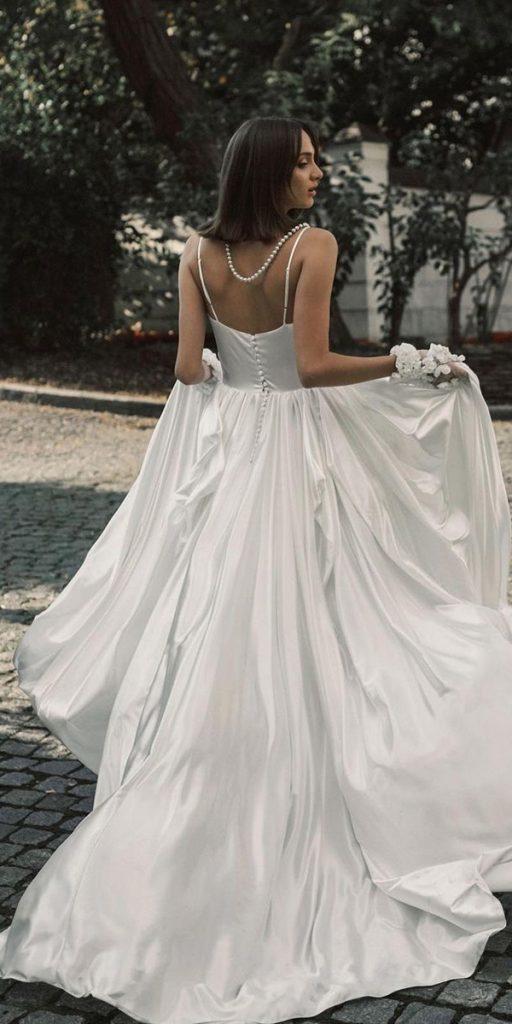 country wedding dresses a line low back with spaghetti straps simple cathytelle