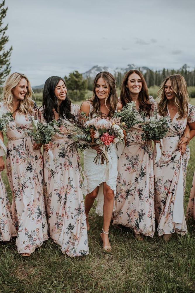 floral bridesmaid dresses pale rustic long maggie grace photography