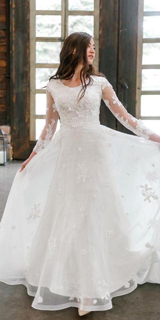 illusion long sleeve wedding dresses a line lace country elizabethcooper