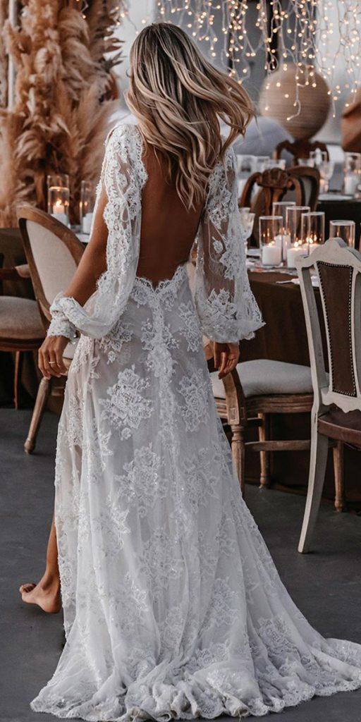  lace boho wedding dresses sheath open back rustic tali