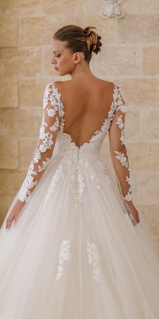 lace wedding dresses with sleeves illusion a line v back st patric