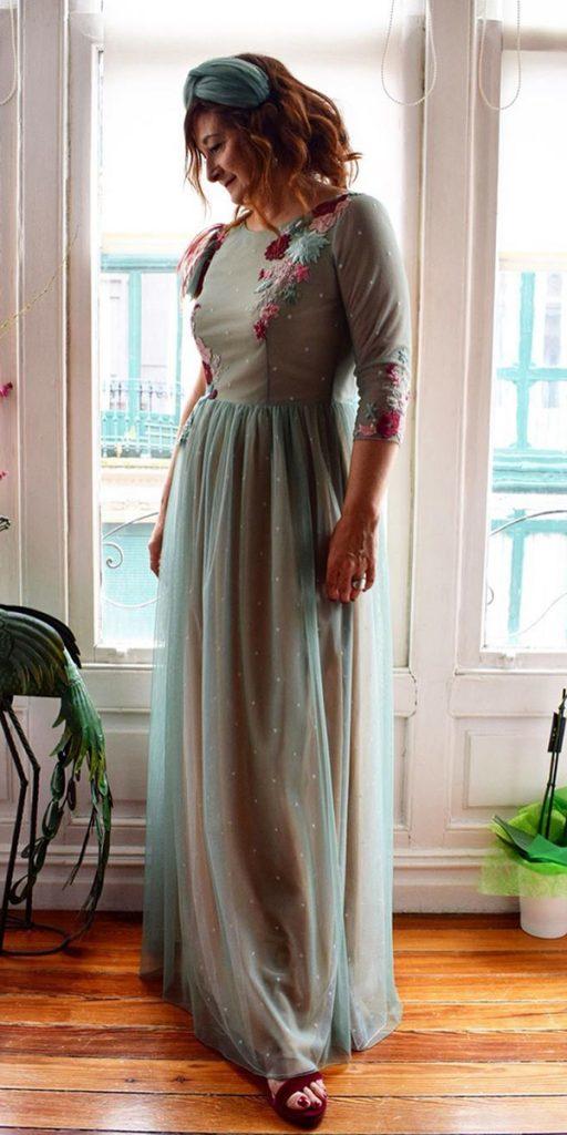 long mother of the bride dresses with sleeves floral appliques aliciaruedaatelie