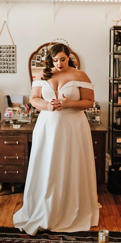 plus size wedding dresses a line simple off the shoulder sweetheart neckline le bella donna