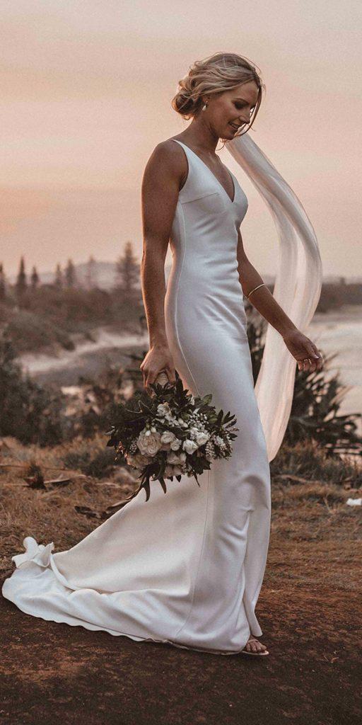 romantic bridal gowns sheath simple beach boho made with love