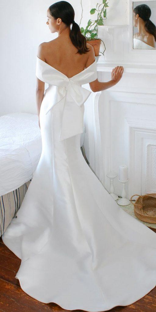 romantic bridal gowns simple mermaid low back with bow nouvelle amsale