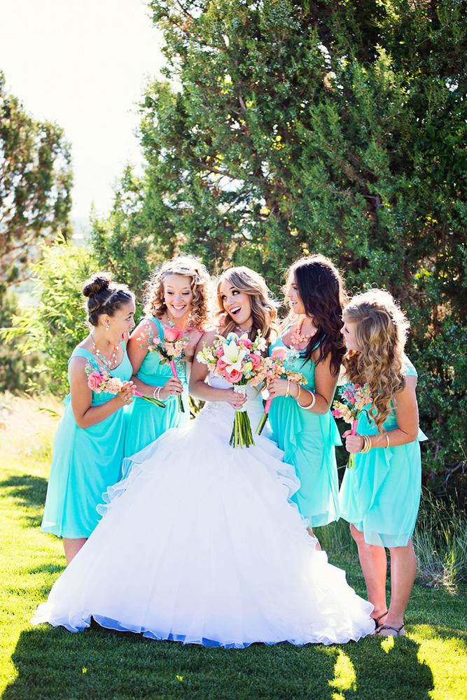 teal bridesmaid dresses short beach effervescentmediaworks photography