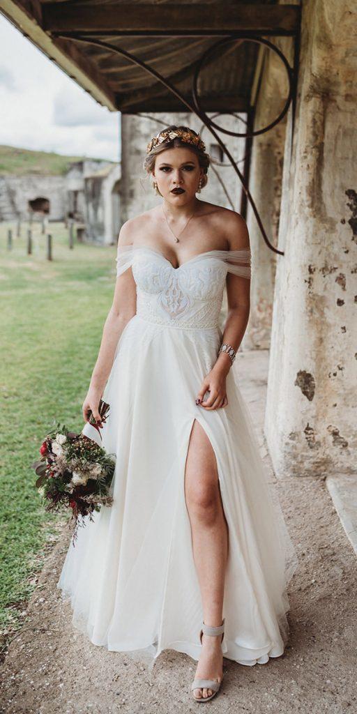barnyard wedding dresses a line sweetheart neckline off the shoulder becky van straalen