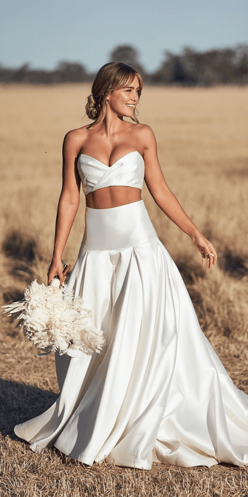 barnyard wedding dresses simple strapless neckline bohemian one day
