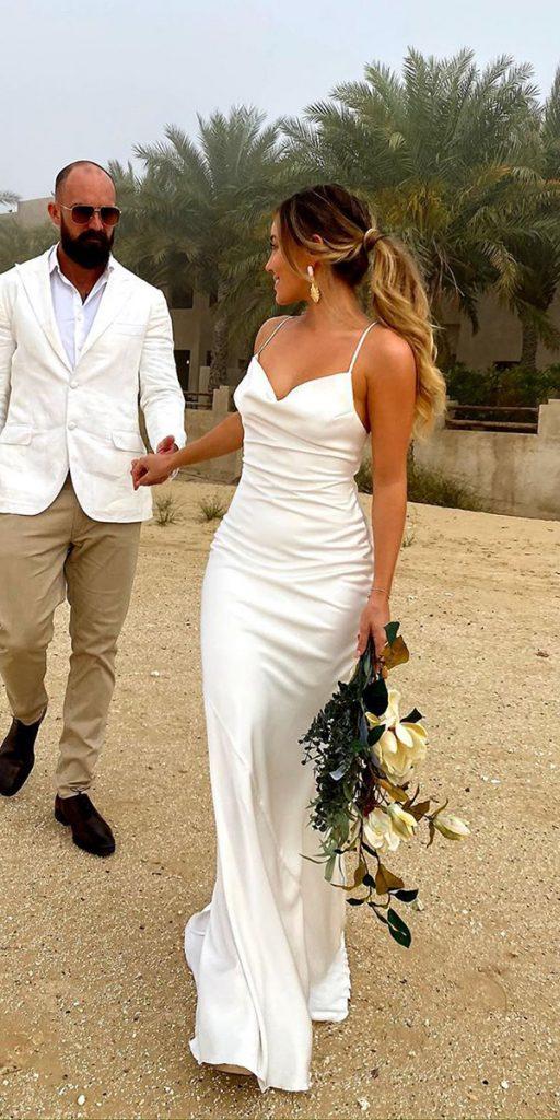 beach wedding dresses sheath simple with spaghetti straps studio minc