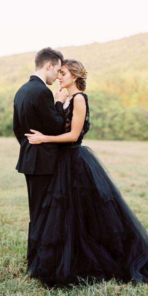 black wedding dresses a line lace top tulle skirt country clairelafaye