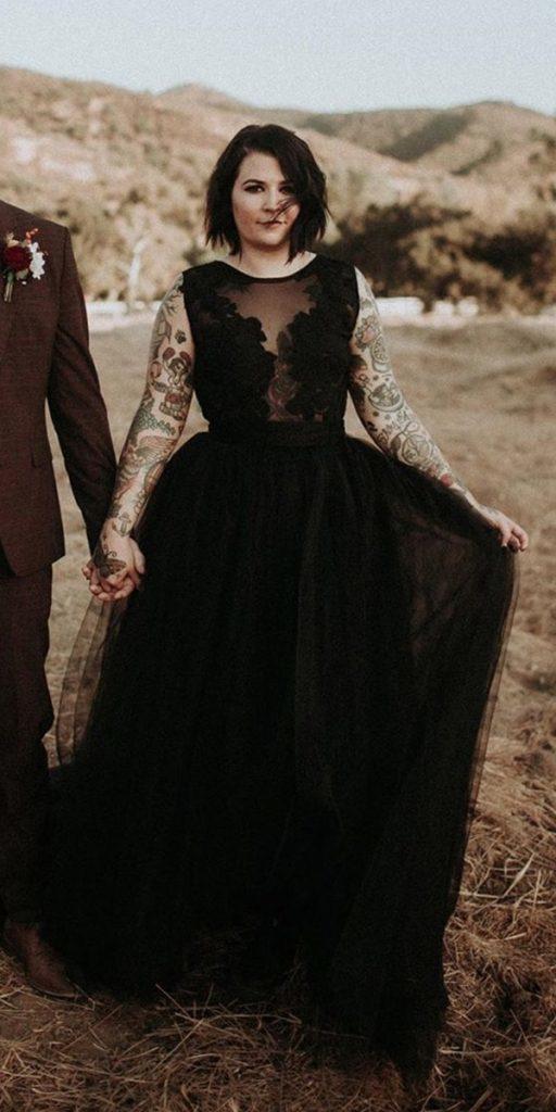 gothic wedding dresses a line lace top country tulle skirt sweetcarolinestyles