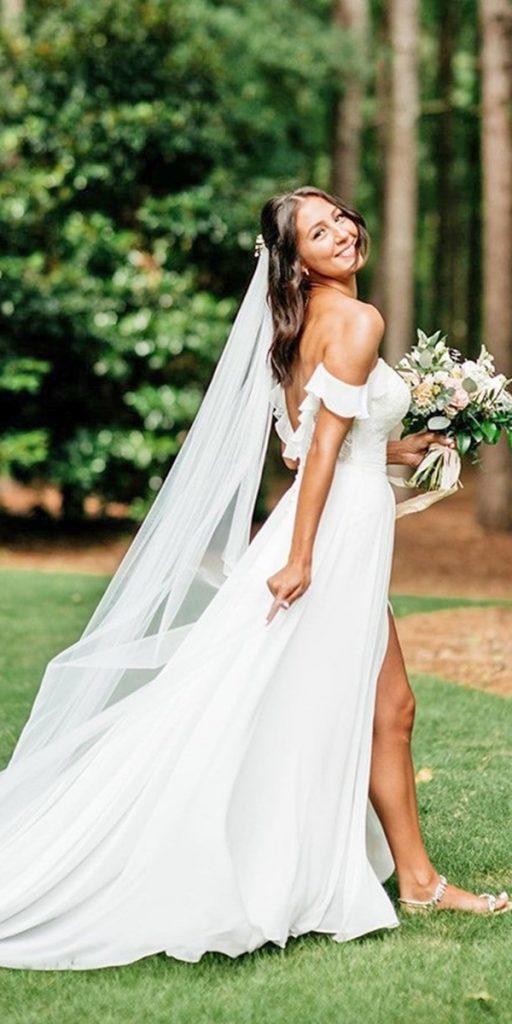 hawaiian wedding dresses a line simple off the shoulder allure
