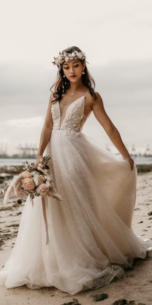 hawaiian wedding dresses a line with spaghetti straps sweetheart neckline beach bridefully yours