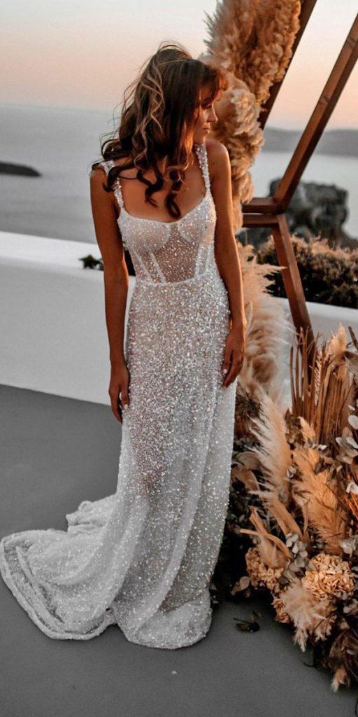 hawaiian wedding dresses sheath with spaghetti straps sequins sexy beach galialahav