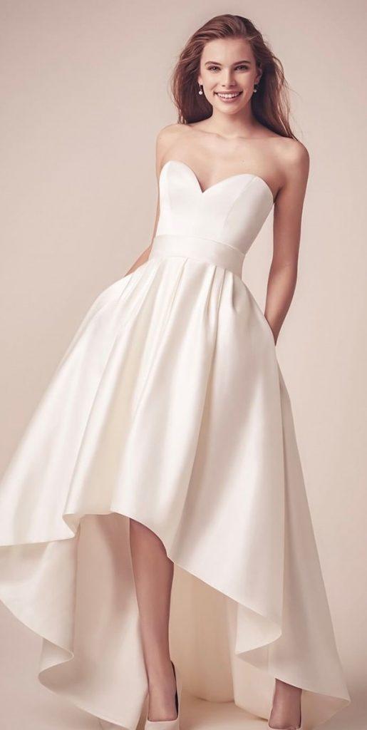 high low wedding dresses simple sweetheart strapless neckline romantic willoughbyandwolf