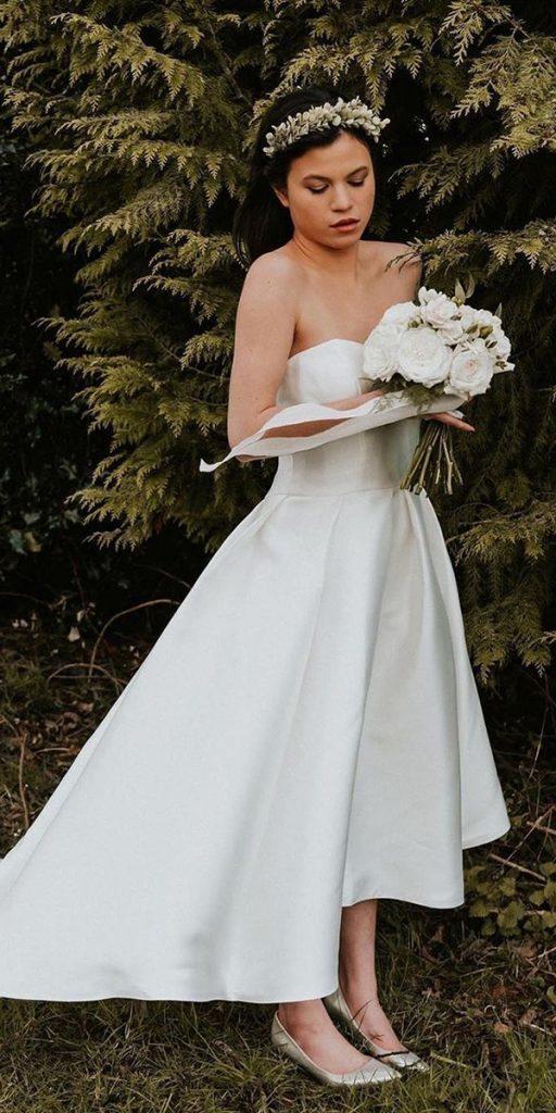 high low wedding dresses simple sweetheart strapless neckline thenorthdevo