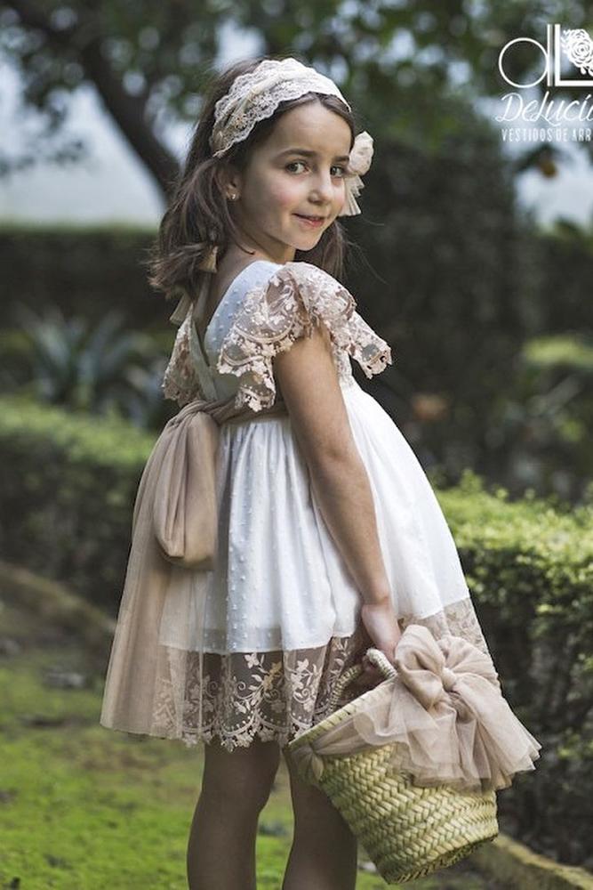 lace flower girl dresses rustic bohemian with bow deluciavestidosdearras