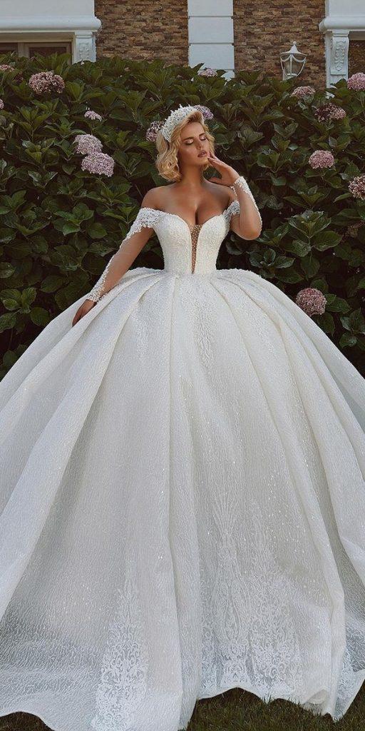 long sleeve wedding dresses ball gown sweetheart neckline strapless saidmhamad