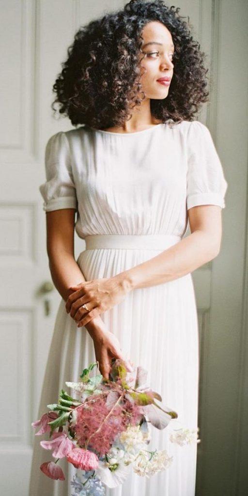 modest wedding dresses a line with cap sleeves simple country cathy telle