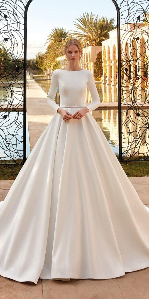 modest wedding dresses princess with long sleeves simple demetrios