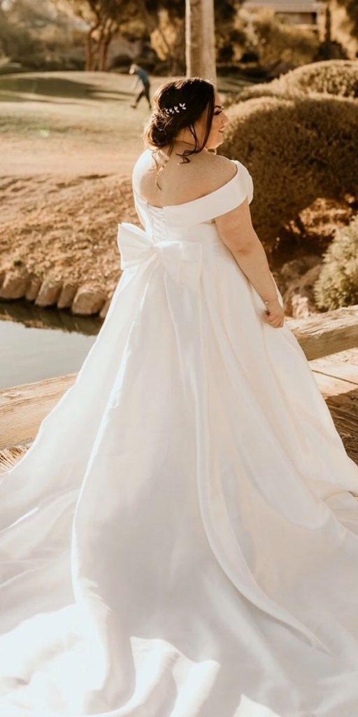 plus size ball gowns wedding dresses simple off the shoulder with bow cocomelody
