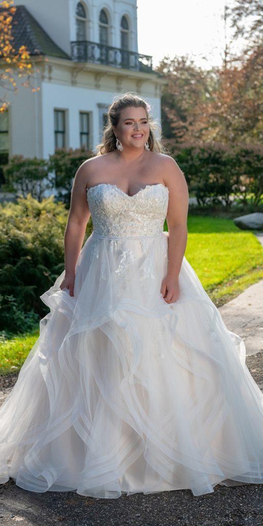 plus size ball gowns wedding dresses sweetheart neckline ruffled skirt country bridalstar