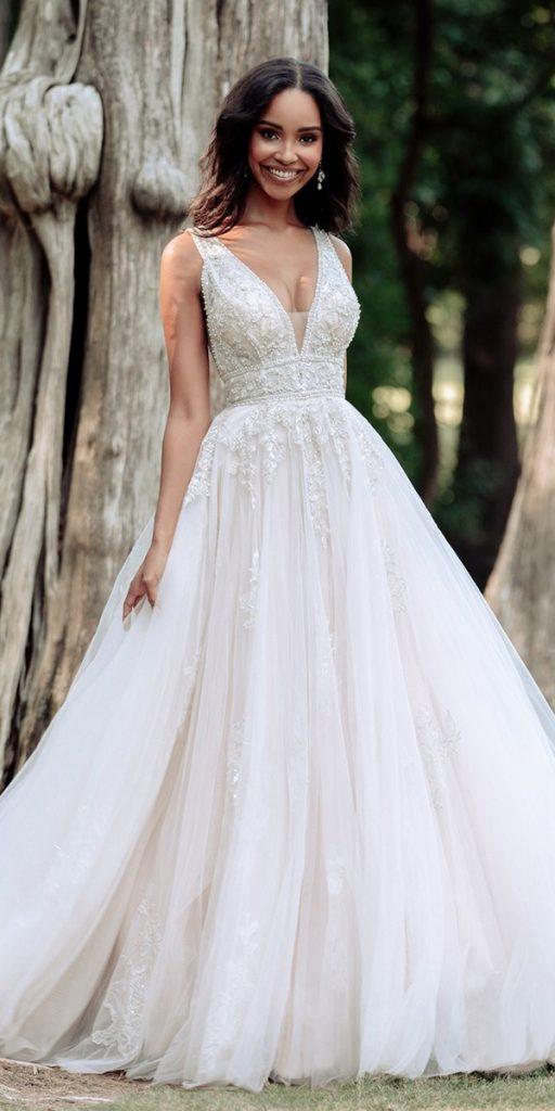 princess wedding dresses a line v neckline lace beaded allurebridals