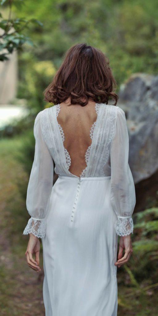  rustic wedding dresses sheath v back with long sleeves lace boho lauredesazan