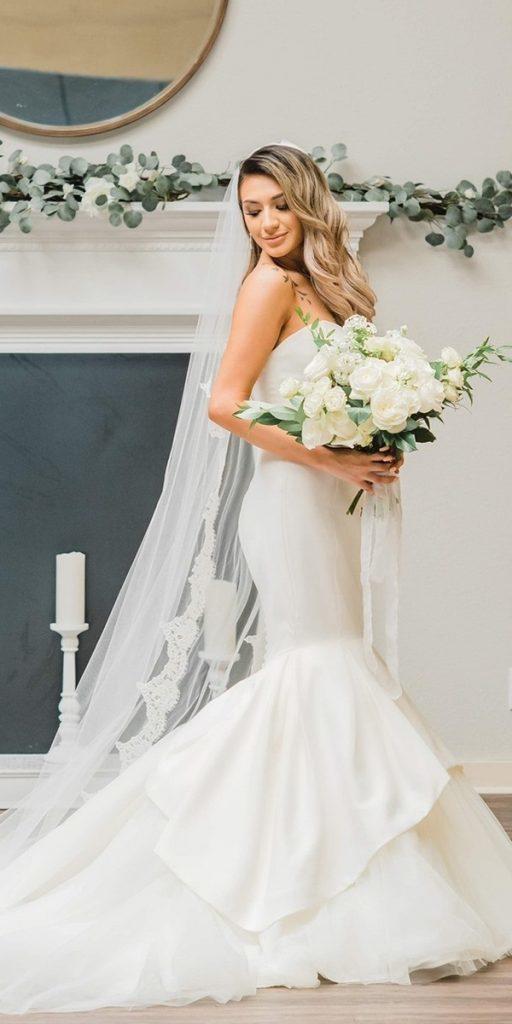 sweetheart mermaid wedding dresses simple strapless neckline with train beach justin alexander