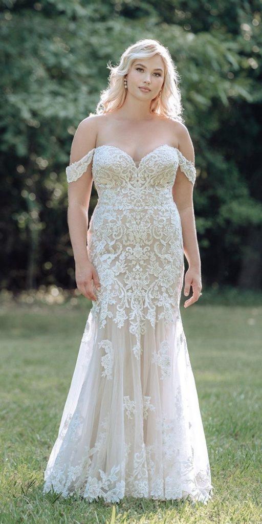 sweetheart mermaid wedding dresses strapless neckline off the shoulder lace vintage allurebridals