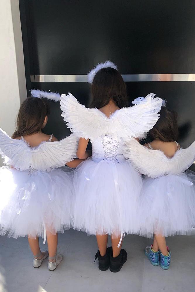 tutu flower girl dresses tulle skirt with wings simple maraisskyofficial