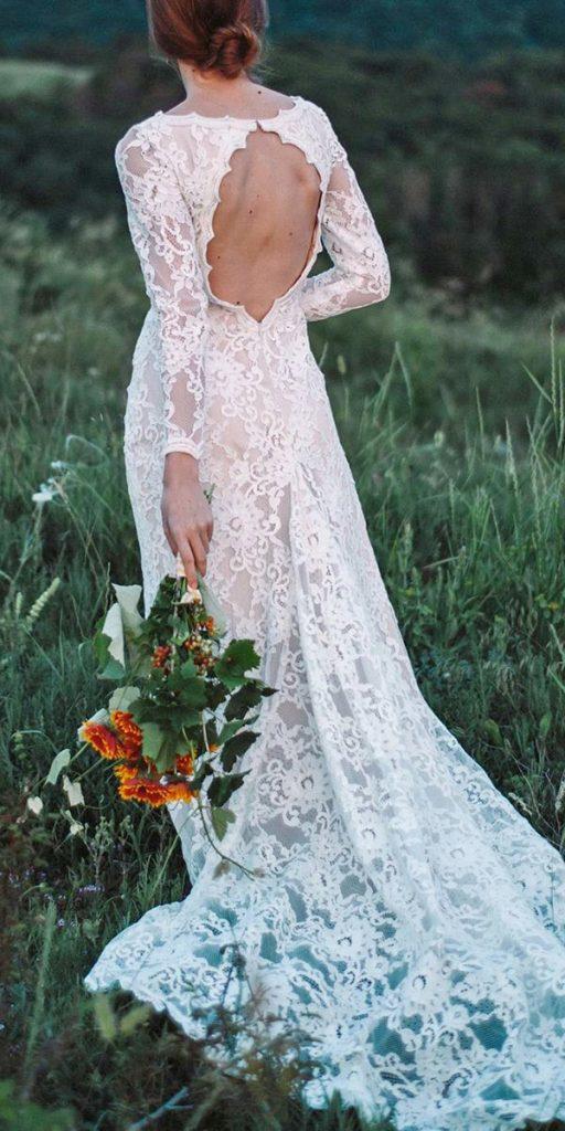 vintage wedding dresses with sleeves open back lace rustic boho anna_skoblikova