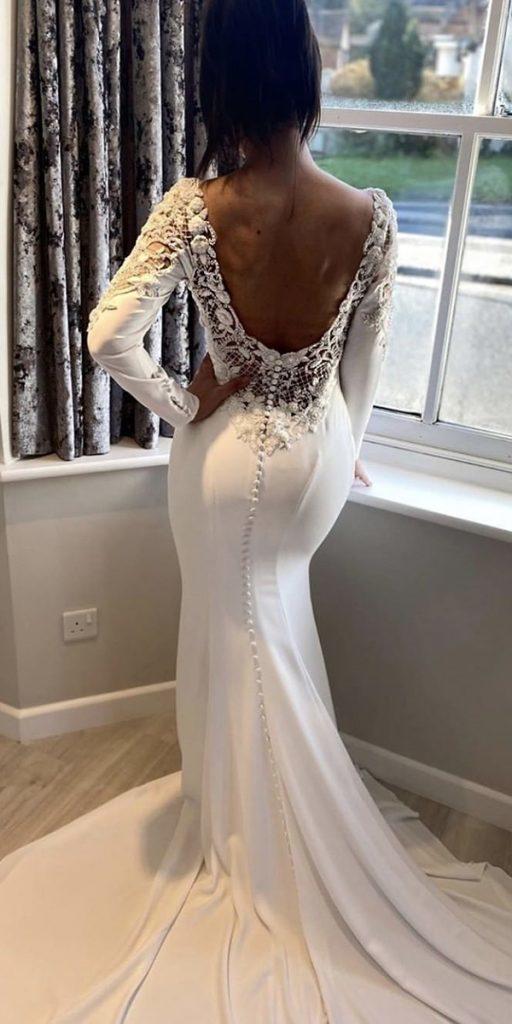 vintage wedding dresses with sleeves sheath low back jeweled badgleymischka