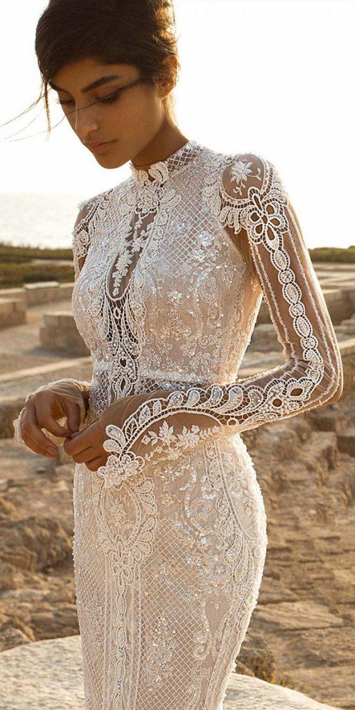  wedding dresses with lace sleeves sheath vintage with details galia lahav