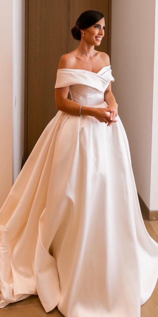 ball gown wedding dresses simple strapless neckline off the shoulder millanova