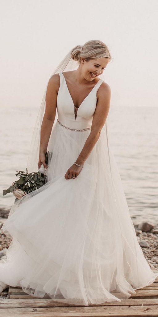 beach destination wedding dresses simple a line v neckline stella york