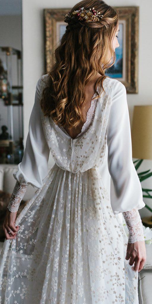 bridal gowns with sleeves low back bohemian rustic lorenasanjose
