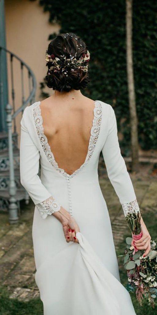 bridal gowns with sleeves v back rustic boho danaetobajas