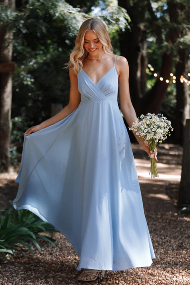 cheap bridesmaid dresses long blue simple petalandpup
